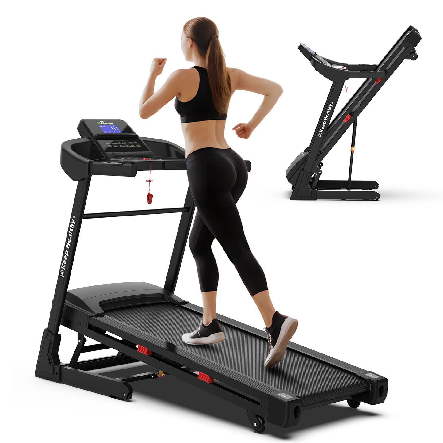 Treadmills for Home, Electric Treadmill with  Automatic Incline, Foldable 3.5HP Workout Running Machine Walking, Double Running Board Shock Absorption Pulse Sensor Bluetooth Speaker APP FITSHOW.
