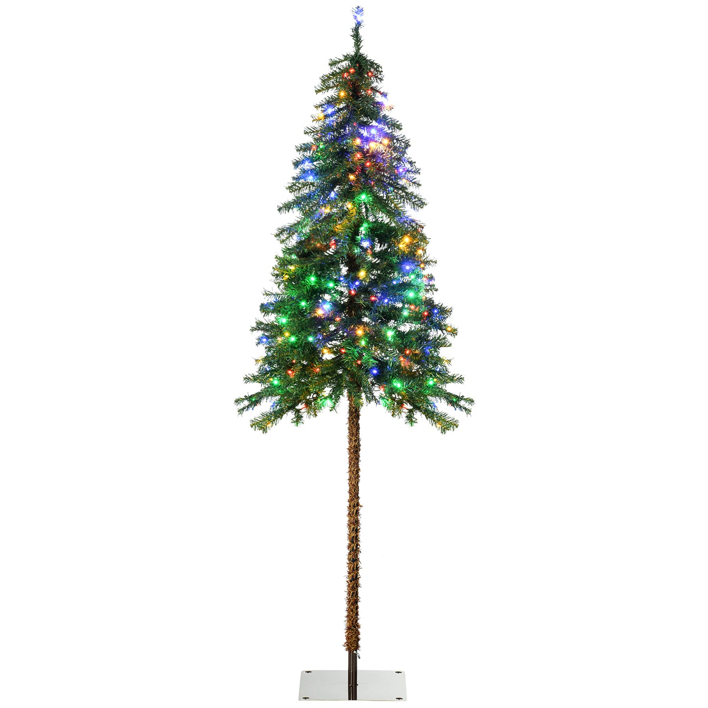 HOMCOM 6ft Tall Prelit Pencil Artificial Christmas Tree Holiday Décor with 442 Branches, 175 Warm White or Colorful LED Lights, Steel Base
