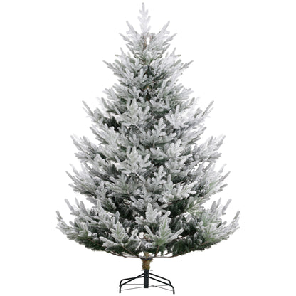 HOMCOM 7.5 Foot Artificial Christmas Tree, Pine Hinged Xmas Tree with 1218 Realistic Branches, Steel Base, Auto Open, Green