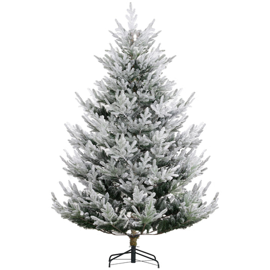 HOMCOM 7.5 Foot Artificial Christmas Tree, Pine Hinged Xmas Tree with 1218 Realistic Branches, Steel Base, Auto Open, Green