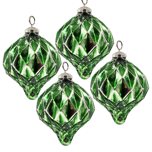4.2x4.2x5.1' Christmas Ball Ornaments, Glass Decorative Hanging Ball Christmas Tree Ornaments for Holiday Party Decorations, Set of 4