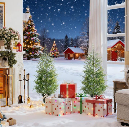 2PCS Christmas Tree, 4 ft Norflok Pine Xmas Tree with 133 Molded Tips and Pot Base