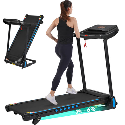 Incline Treadmill for Running & Walking, 3.0 HP Treadmills For Home 350 lbs Weight Capacity Hydraulic System Auto-Folding Treadmill with Type C & USB Charge For Android, 10MPH, Bluetooth Speaker