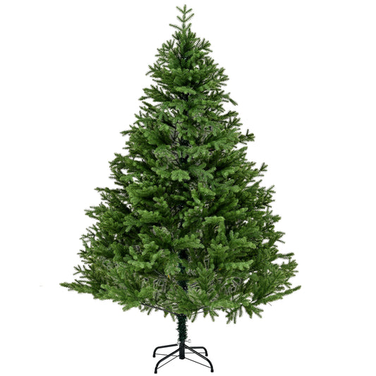 Premium 7FT Spruce Full PE Christmas Tree Unlit with Hinged Branches and Foldable Metal Stand