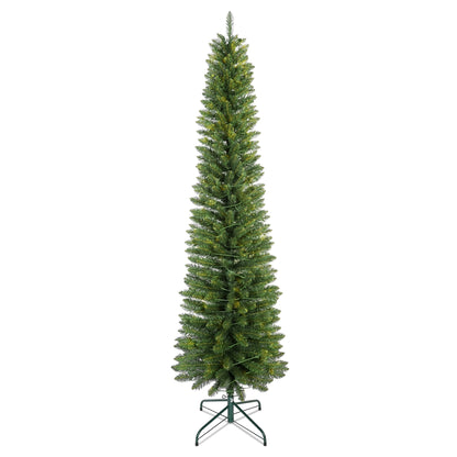 5FT Green Pencil Christmas Tree – Slim PVC Tree with 263 Tips, Space-Saving Design, Stable Metal Stand, Perfect for Small Spaces & Corners