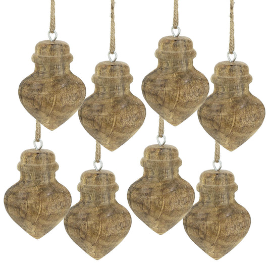 D3.1x3.5' Wooden Hanging Ornaments, Hanging Home Decor Accents for Christmas Tree, Holiday Display, Set of 8