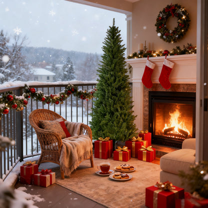 6FT Classic Pencil Christmas Tree is an 72-inch classic pencil-shaped Christmas tree suitable for both Halloween and Christmas. It features dense branches for realistic Christmas decorations