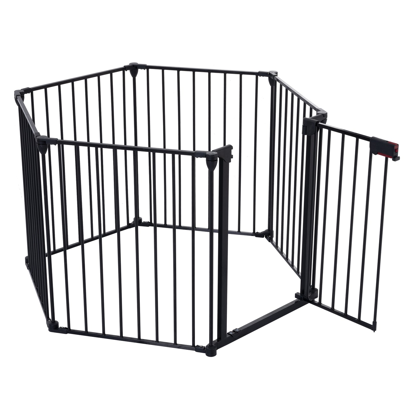 150' Adjustable Safety Gate 6 Panels Play Yard Metal Doorways Fireplace Fence Christmas Tree Fence Gate for House Stairs Gate prohibited area fence