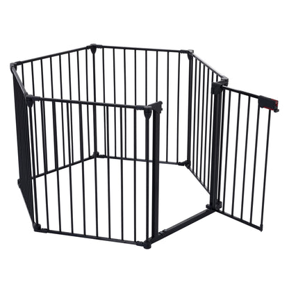 150' Adjustable Safety Gate 6 Panels Play Yard Metal Doorways Fireplace Fence Christmas Tree Fence Gate for House Stairs Gate prohibited area fence