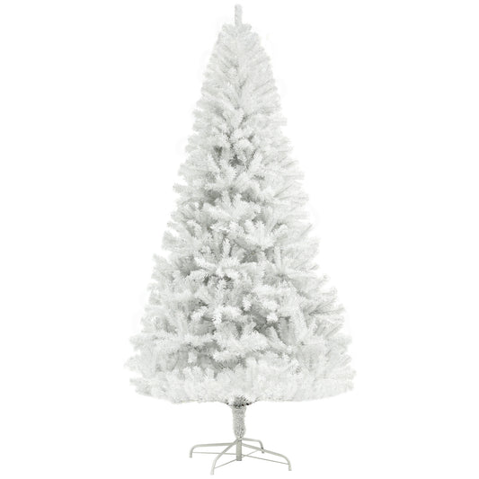 HOMCOM 6ft Tall Artificial Christmas Tree, Unlit Xmas Tree with 1000 Branch Tips, Auto Open, Steel Base, Holiday Décor for Home Office, White