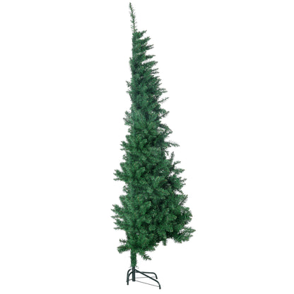 HOMCOM 7ft Half Artificial Christmas Tree Holiday Décor with 520 Branches, Auto Open, Steel Base, Green
