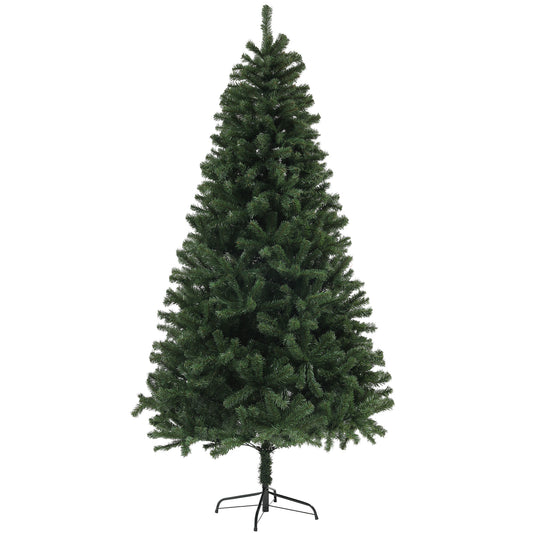 HOMCOM 7.5ft Artificial Christmas Tree, Xmas Tree with 1346 Branch Tips, Auto Open, Holiday Décor with Steel Base for Home Office, Green