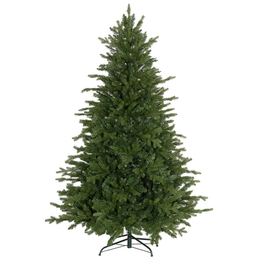 HOMCOM 6ft Artificial Christmas Tree with 1821 Tips, Foldable Metal Stand, Easy Assembly, Hinged Xmas Tree for Home, Office, Holiday, Green